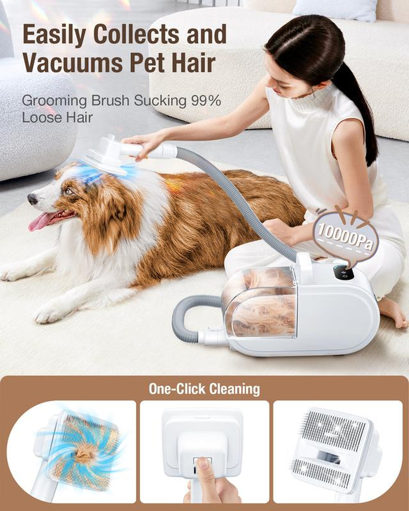 Dog Hair Vacuum & Clipper 2 in 1 for Dogs & Cats with Pet Clipper Nail Grinder & 2.7L Dust Cup