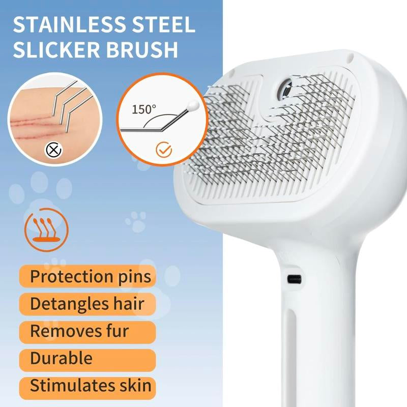 Pet Spray Hair Removal Comb, 1 Count Electric Spray Cat Brush for Shedding, Pet Dog Brush, Pet Hair Brush, USB Rechargeable One Button Hair Removal Brush, Pet Grooming Tools for Daily Use