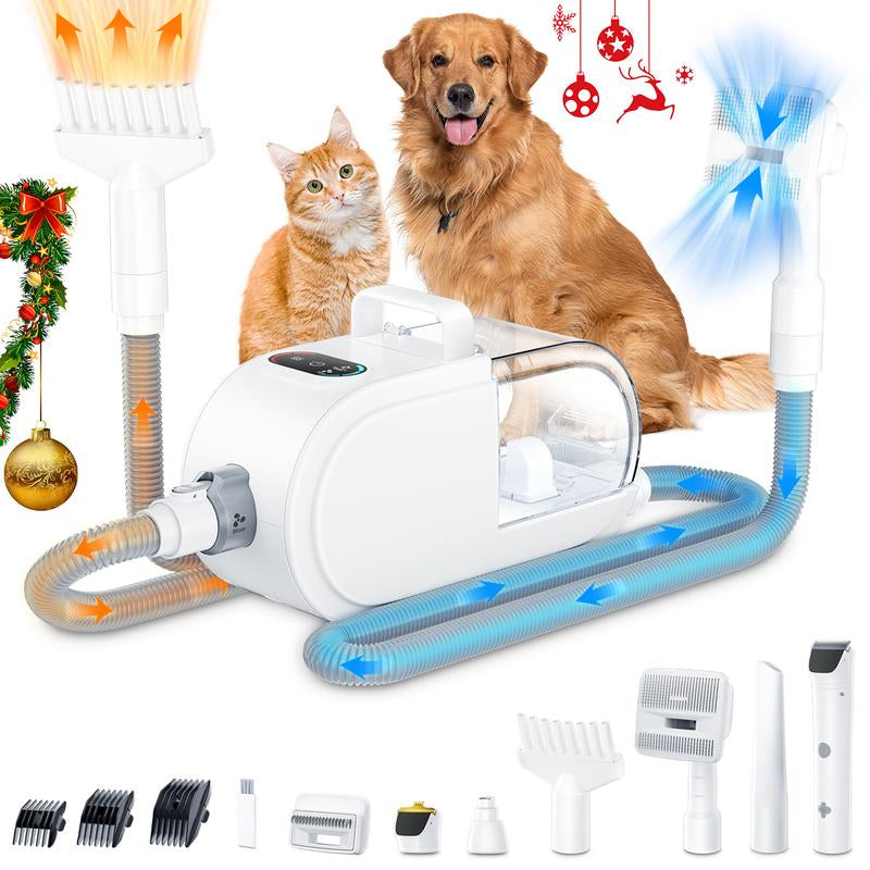 Dog Hair Vacuum & Clipper 2 in 1 for Dogs & Cats with Pet Clipper Nail Grinder & 2.7L Dust Cup