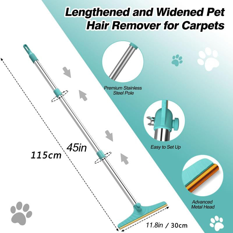 Cat Hair Remover, Adjustable Pet Hair Remover, Pet Cleaning Brush with Hanging Ring, Power Broom, Pet Hair Remover Tool for Carpets Floor Use, Pet Products, Cat Grooming Accessories