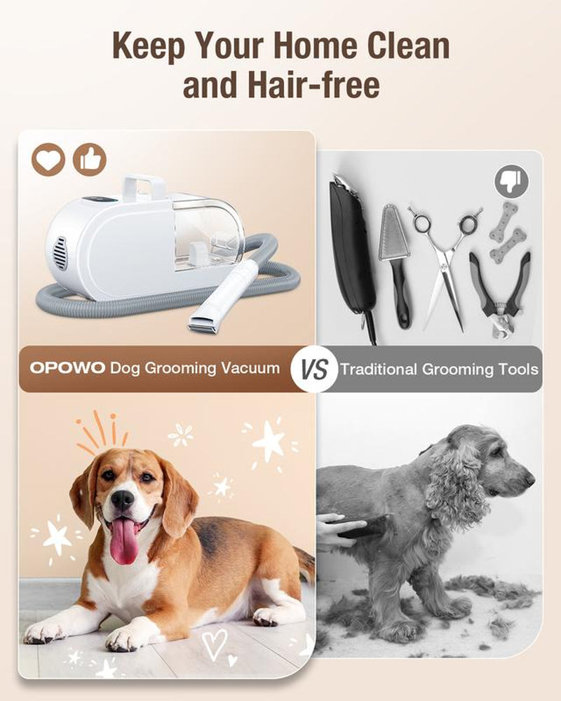 Dog Hair Vacuum & Clipper 2 in 1 for Dogs & Cats with Pet Clipper Nail Grinder & 2.7L Dust Cup