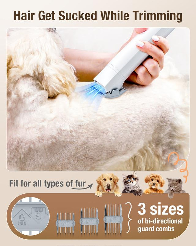 Dog Hair Vacuum & Clipper 2 in 1 for Dogs & Cats with Pet Clipper Nail Grinder & 2.7L Dust Cup
